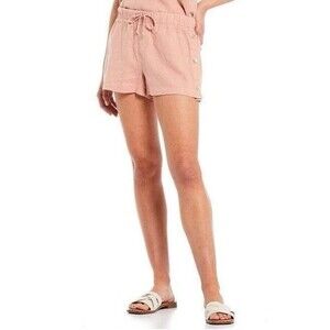 Cloth & Stone Anthropologie Sunset Pink Linen Blend Side Button Shorts XL XLARGE